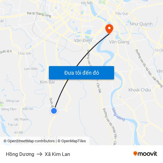 Hồng Dương to Xã Kim Lan map