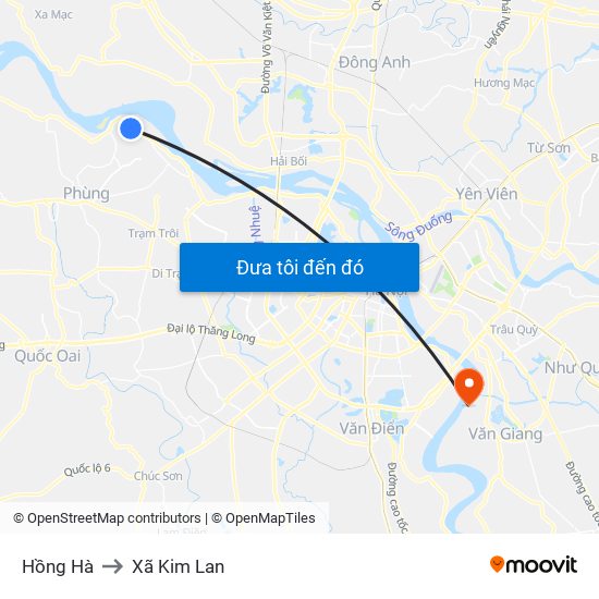 Hồng Hà to Xã Kim Lan map