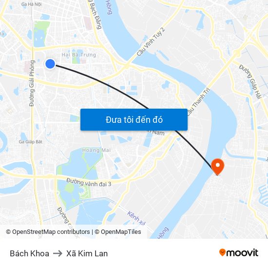 Bách Khoa to Xã Kim Lan map