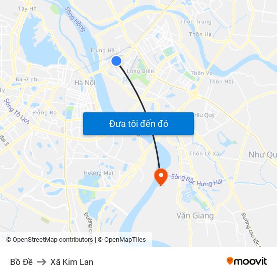 Bồ Đề to Xã Kim Lan map