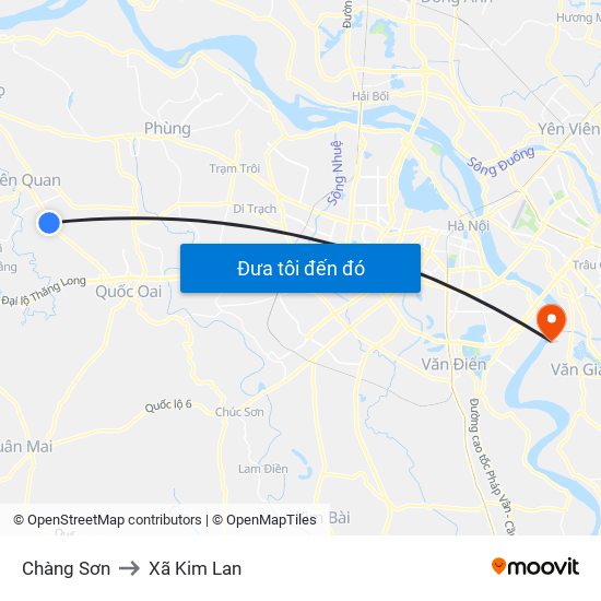 Chàng Sơn to Xã Kim Lan map