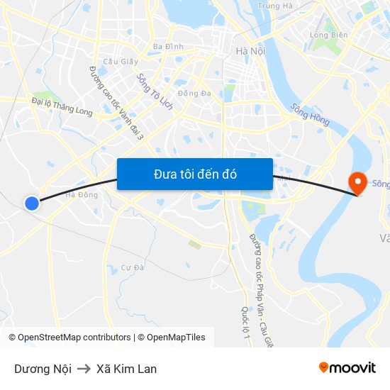 Dương Nội to Xã Kim Lan map