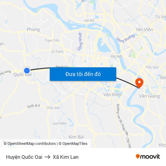 Huyện Quốc Oai to Xã Kim Lan map