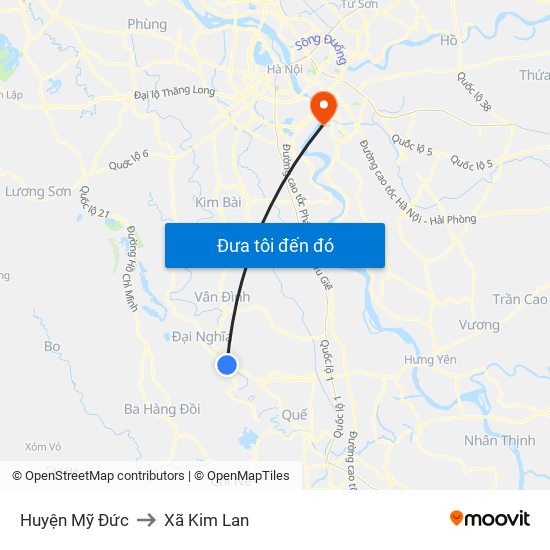 Huyện Mỹ Đức to Xã Kim Lan map