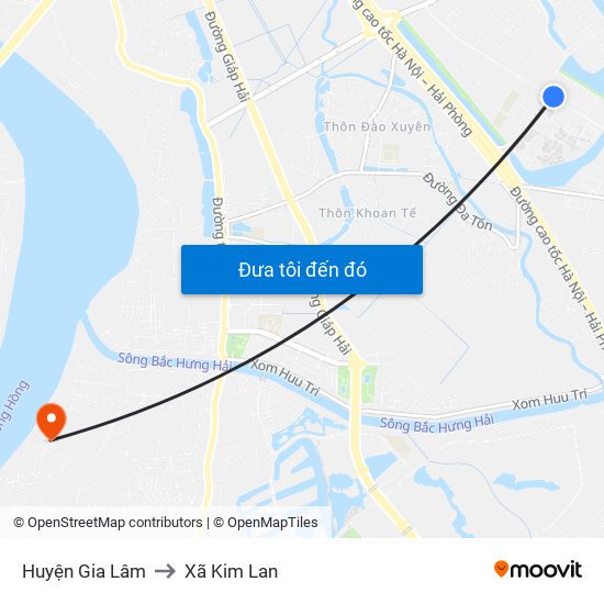 Huyện Gia Lâm to Xã Kim Lan map