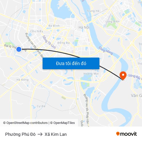 Phường Phú Đô to Xã Kim Lan map