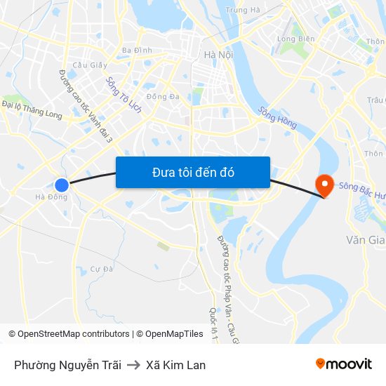 Phường Nguyễn Trãi to Xã Kim Lan map