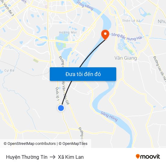 Huyện Thường Tín to Xã Kim Lan map