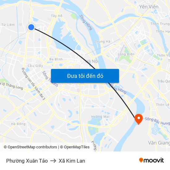 Phường Xuân Tảo to Xã Kim Lan map