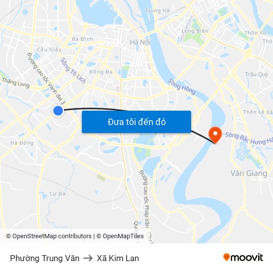 Phường Trung Văn to Xã Kim Lan map