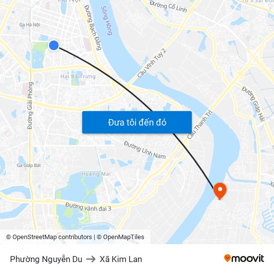 Phường Nguyễn Du to Xã Kim Lan map