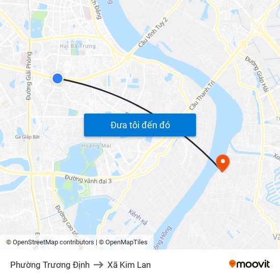 Phường Trương Định to Xã Kim Lan map