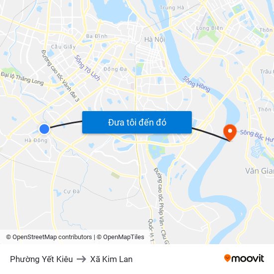 Phường Yết Kiêu to Xã Kim Lan map