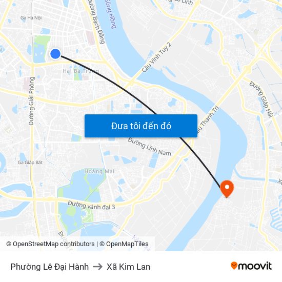 Phường Lê Đại Hành to Xã Kim Lan map