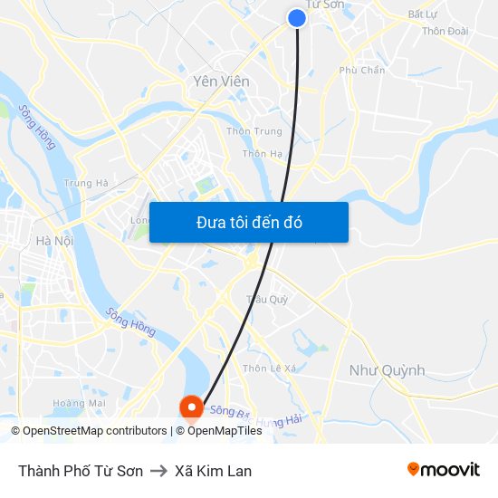 Thành Phố Từ Sơn to Xã Kim Lan map