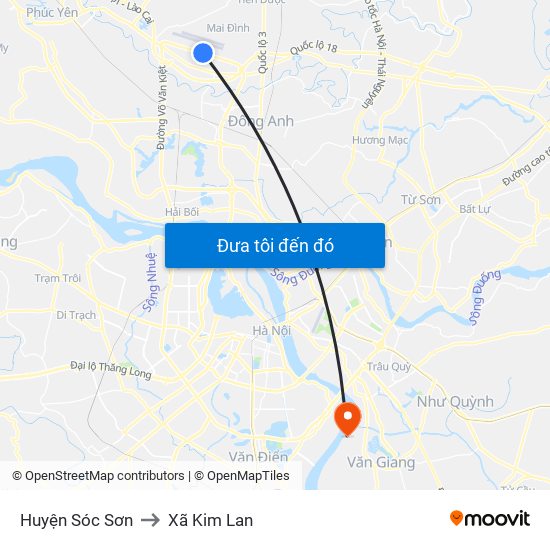 Huyện Sóc Sơn to Xã Kim Lan map