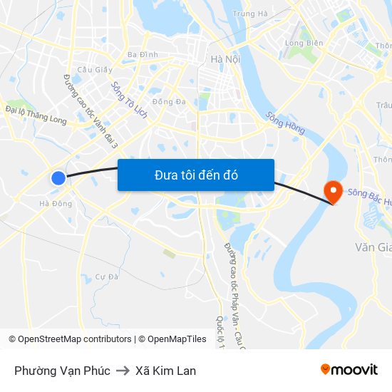 Phường Vạn Phúc to Xã Kim Lan map