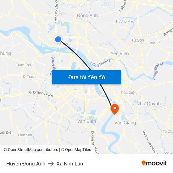 Huyện Đông Anh to Xã Kim Lan map