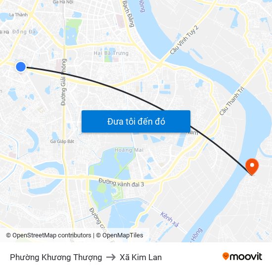 Phường Khương Thượng to Xã Kim Lan map