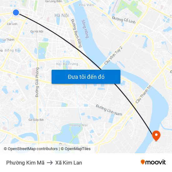 Phường Kim Mã to Xã Kim Lan map