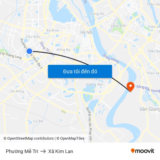 Phường Mễ Trì to Xã Kim Lan map