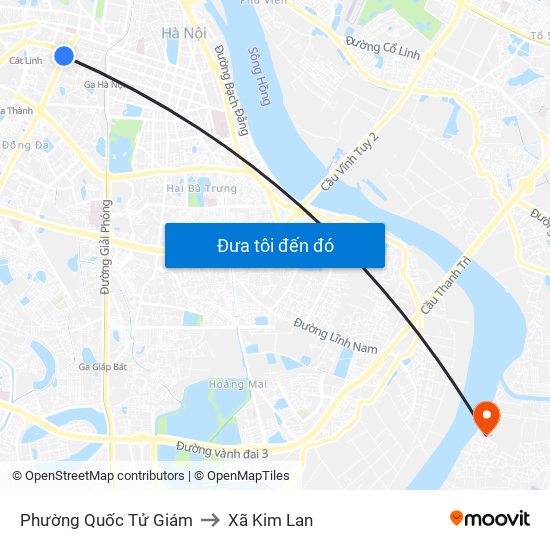 Phường Quốc Tử Giám to Xã Kim Lan map