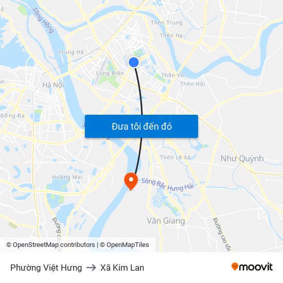 Phường Việt Hưng to Xã Kim Lan map
