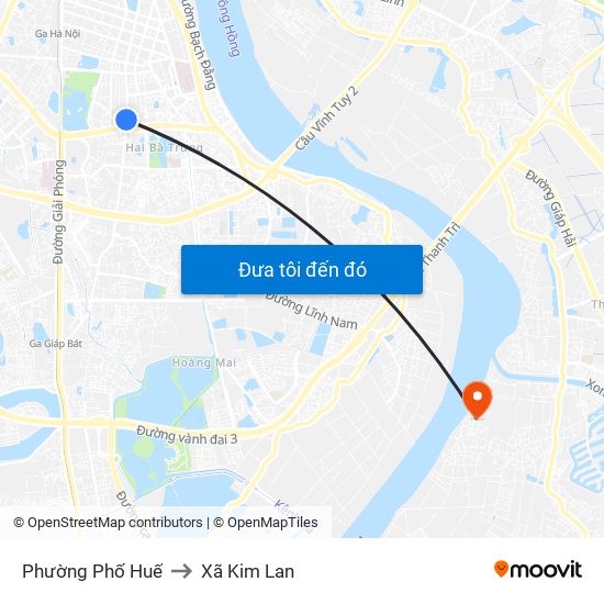Phường Phố Huế to Xã Kim Lan map