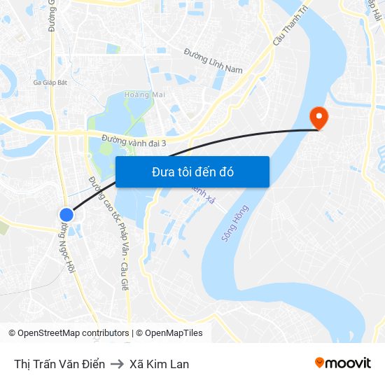 Thị Trấn Văn Điển to Xã Kim Lan map