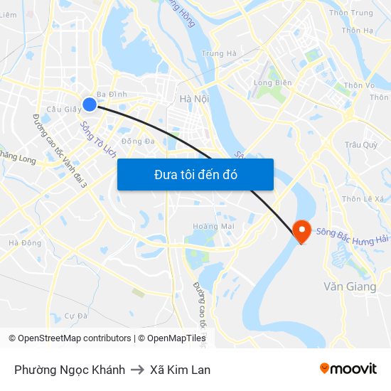 Phường Ngọc Khánh to Xã Kim Lan map