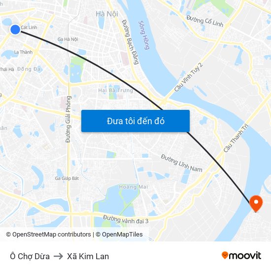 Ô Chợ Dừa to Xã Kim Lan map