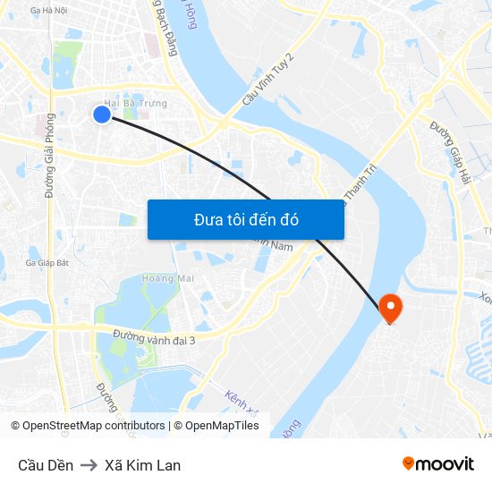 Cầu Dền to Xã Kim Lan map