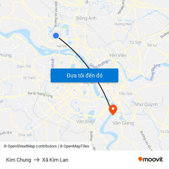 Kim Chung to Xã Kim Lan map