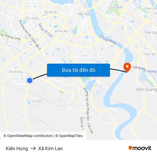 Kiến Hưng to Xã Kim Lan map