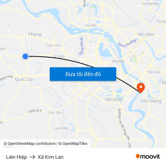 Liên Hiệp to Xã Kim Lan map