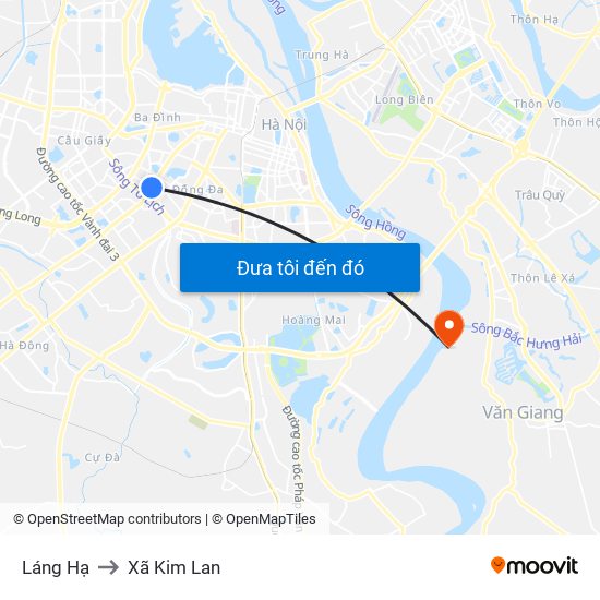 Láng Hạ to Xã Kim Lan map