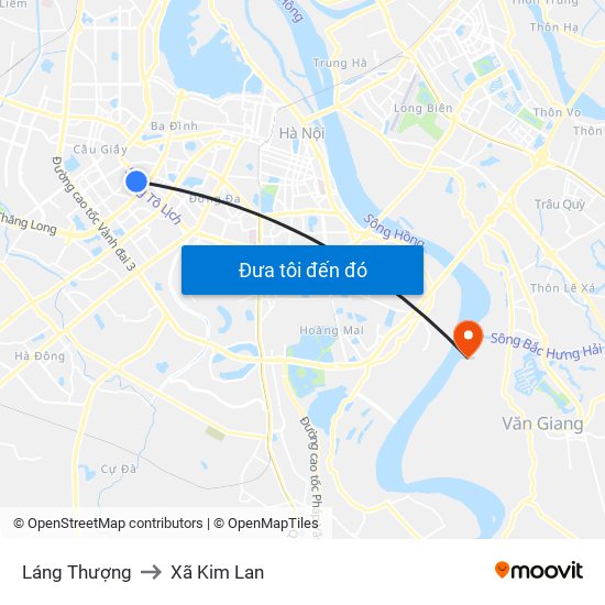 Láng Thượng to Xã Kim Lan map