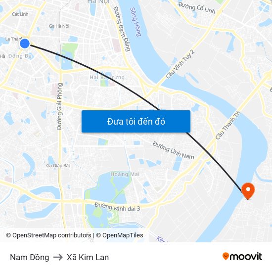 Nam Đồng to Xã Kim Lan map