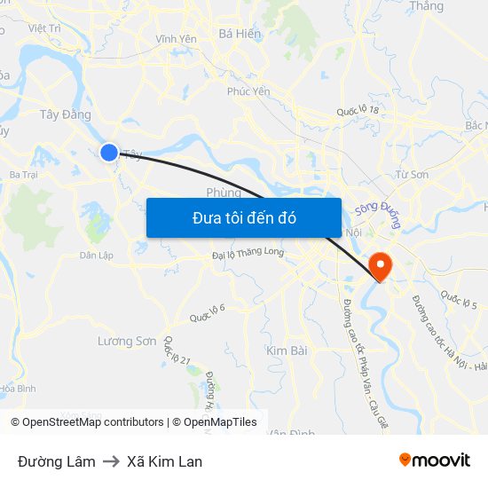 Đường Lâm to Xã Kim Lan map