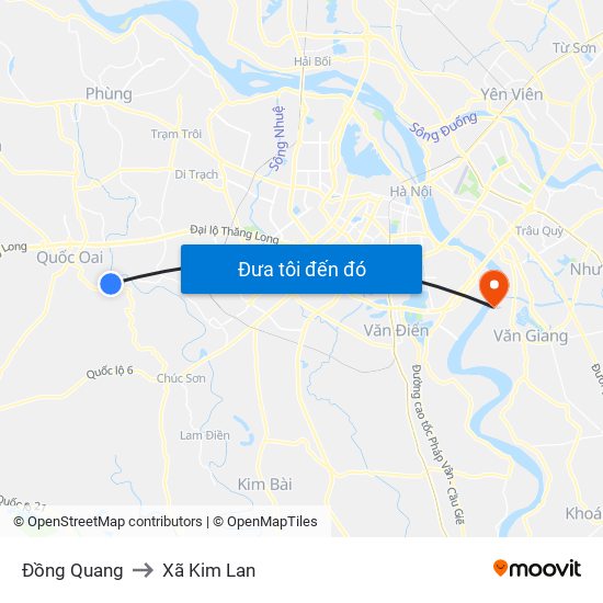Đồng Quang to Xã Kim Lan map