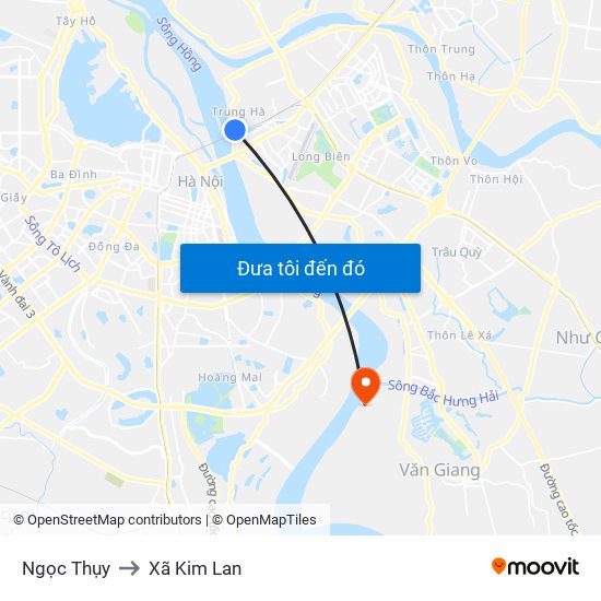 Ngọc Thụy to Xã Kim Lan map