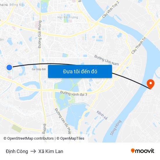 Định Công to Xã Kim Lan map