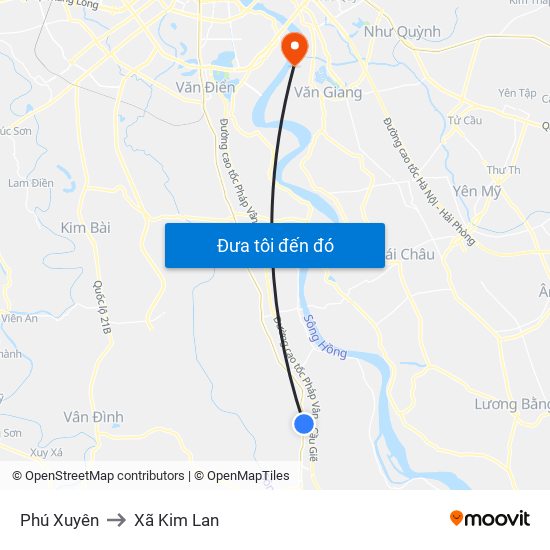 Phú Xuyên to Xã Kim Lan map