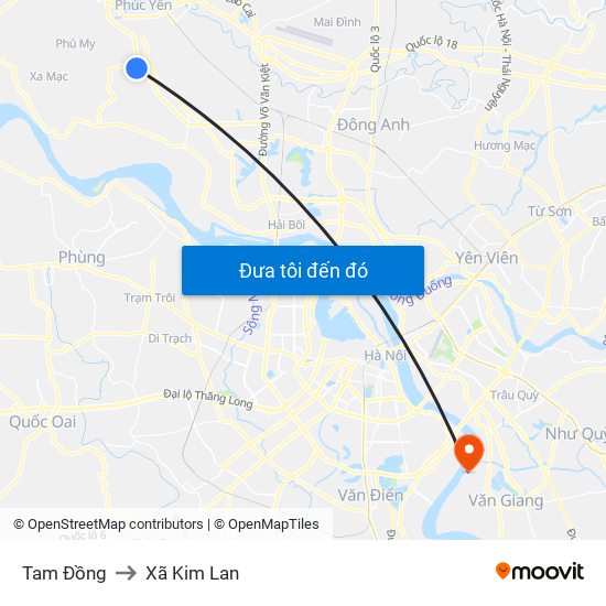 Tam Đồng to Xã Kim Lan map