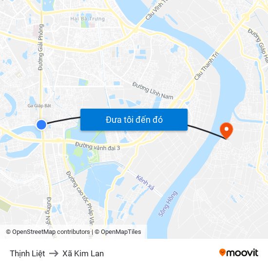 Thịnh Liệt to Xã Kim Lan map