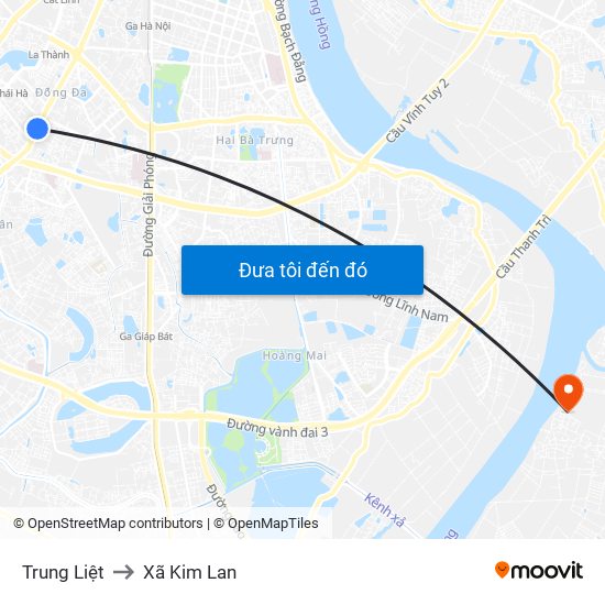 Trung Liệt to Xã Kim Lan map