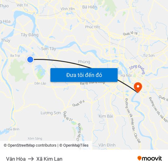 Vân Hòa to Xã Kim Lan map