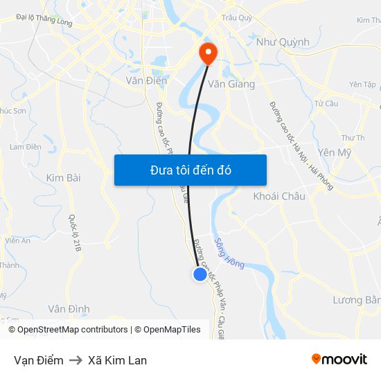 Vạn Điểm to Xã Kim Lan map