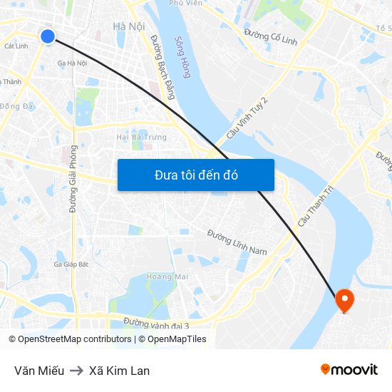 Văn Miếu to Xã Kim Lan map