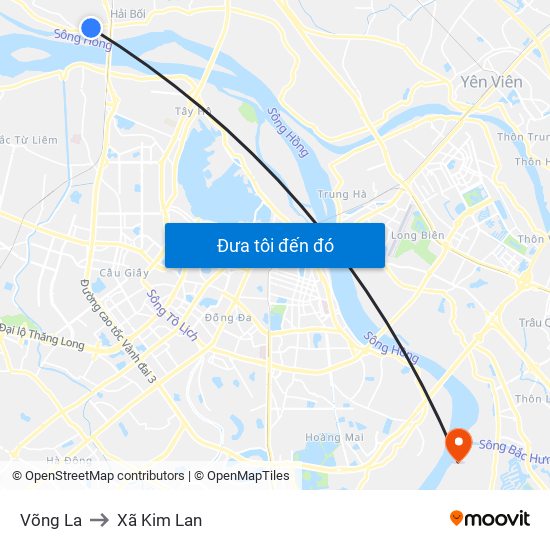 Võng La to Xã Kim Lan map